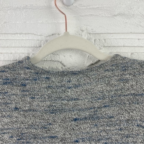 Pure Jill Wool Cashmere Blend Sweater Blue Gray Asymmetric Hem Quiet Luxury M - Picture 11 of 16